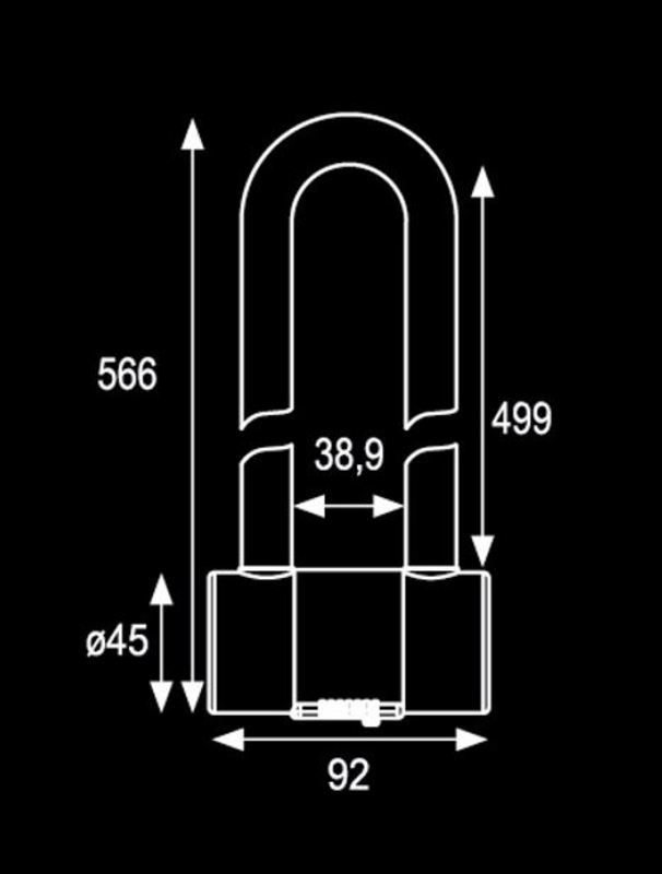 Hyper Snöskoterlås 520mm, 2 nycklar (SBSC-certifierad) - Bild 4
