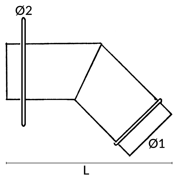 1852 avgasgenomföring 45º vinklad, 57 mm 2 1/4" RF - Bild 2