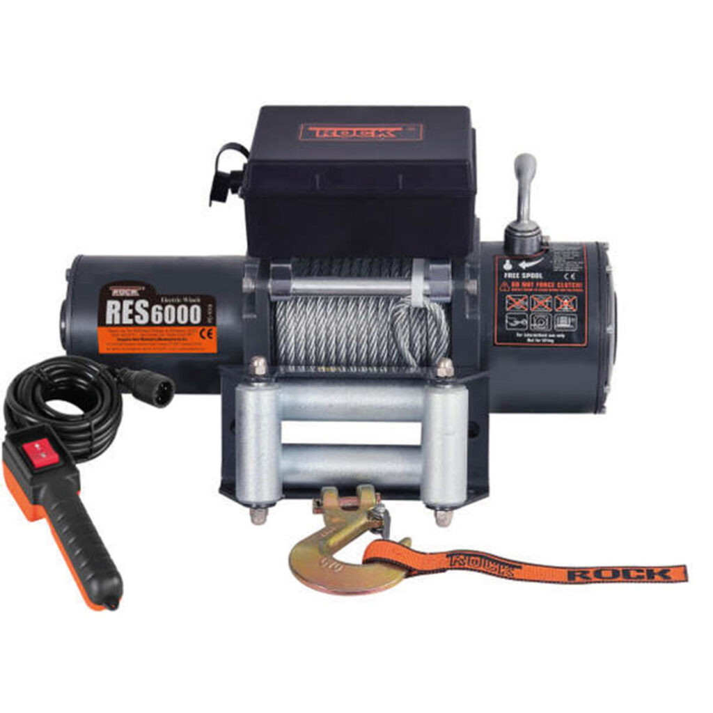 Rock RES6000 elektrisk trailervinsch 12 Vdc 4.6HK (3.4Kw) 2720kg med vajer