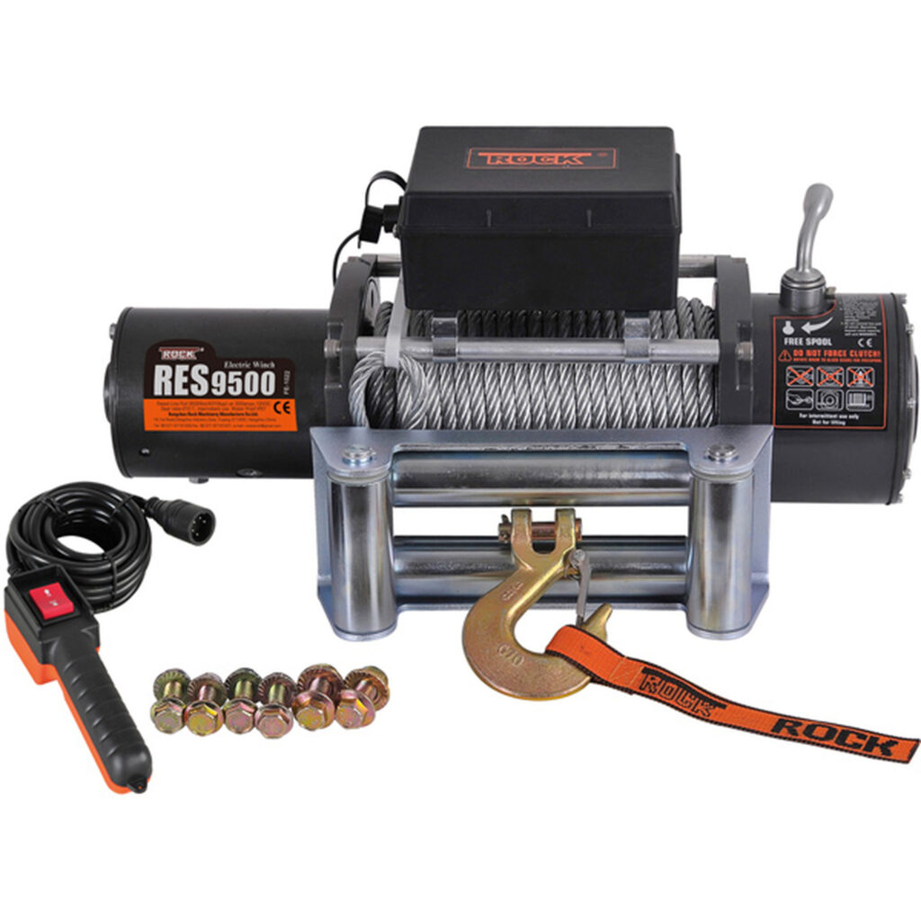 Rock res9500 elektrisk trailervinsch 12 vdc 4.9hk (3.6kw) 4313 kg med wire