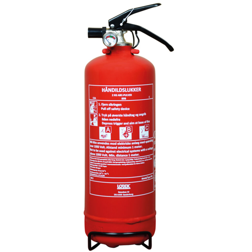 1852 brandsläckare 2kg 13A 89B C med beslag. Solas & CE-godk