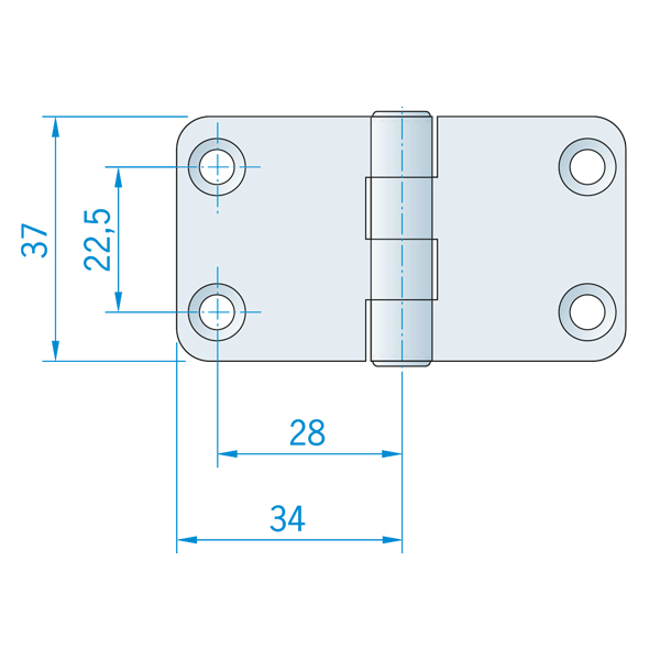 Gångjärn rostfritt, 68x37 mm reverserat