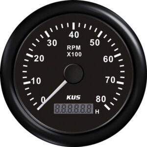 Kus Varvräknare bensin 0-8000rpm svart 12/24v ø85